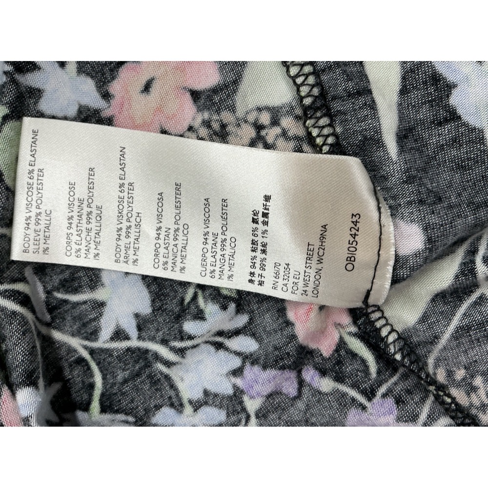 Maeve Anthropologie Black Floral Print Tie Neck Peasant Blouse Size Small - Picture 5 of 5